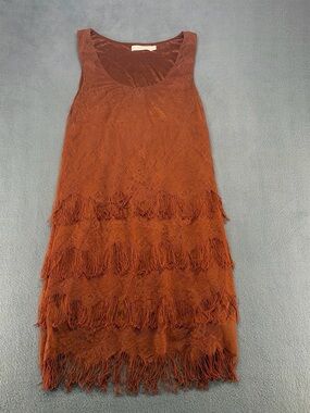 Lush Boho Mini Dress Festival Fringe Lace Size Small